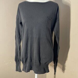 J Crew Navy Blue Sweater Lightweight Small Front Pocket 100% Cotton Wms Sz XL